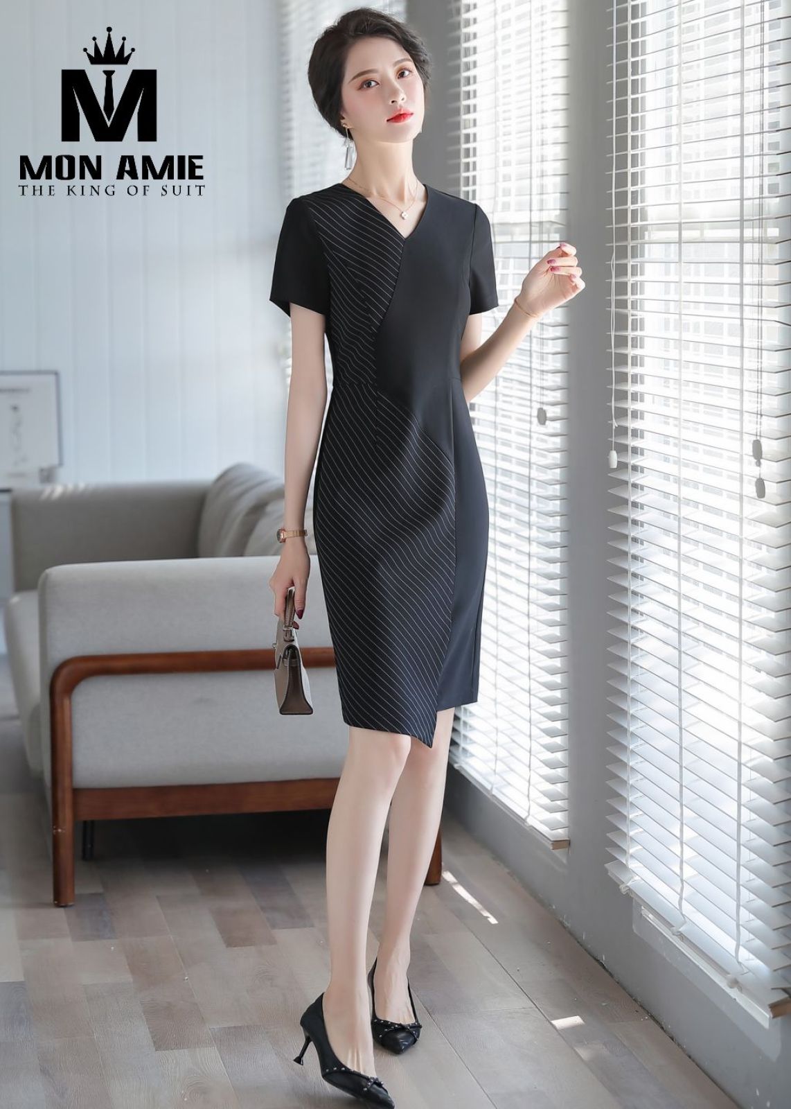 Black Sheath Mix Pattern Dress 